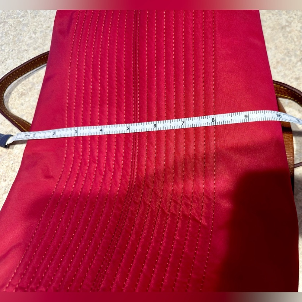 Vintage Dooney & Bourke Victoria Nylon Tote, Red w/ hot pink interior, leather - Picture 9 of 16